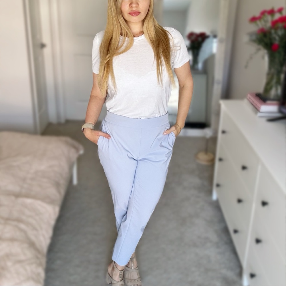 Calvin Klein Business Casual High Waist Light Blue Pants M(6)Size